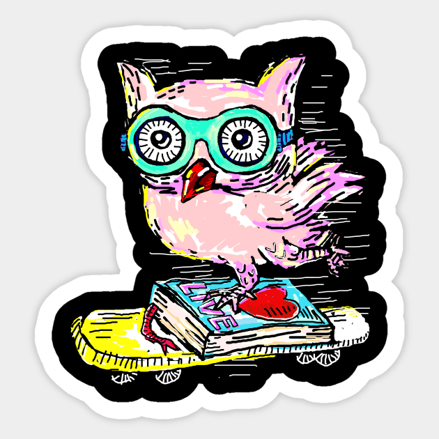 Owl with Skateboard Sticker by martinussumbaji